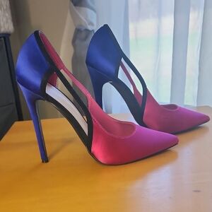 Shoe Dazzle Vibrant Pink and Blue Heels